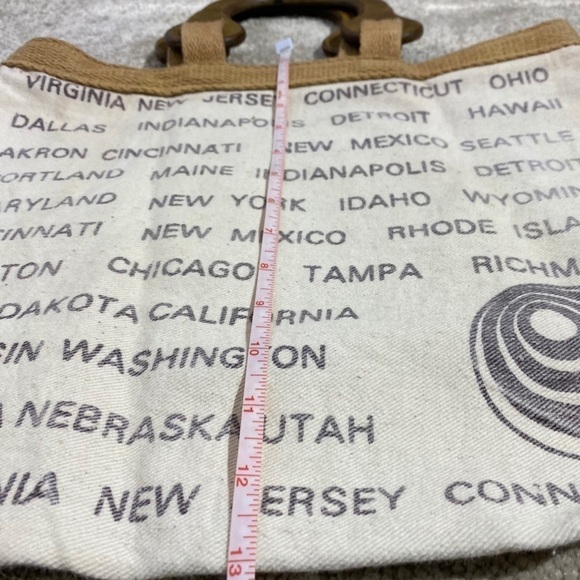 Reusable RARE shopping bag Grocery tote wood handles - Picture 6 of 7